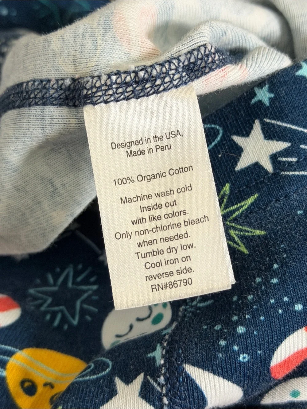The Company Store XXL Blue Organic Cotton Space Long Sleeve Pajama Set
